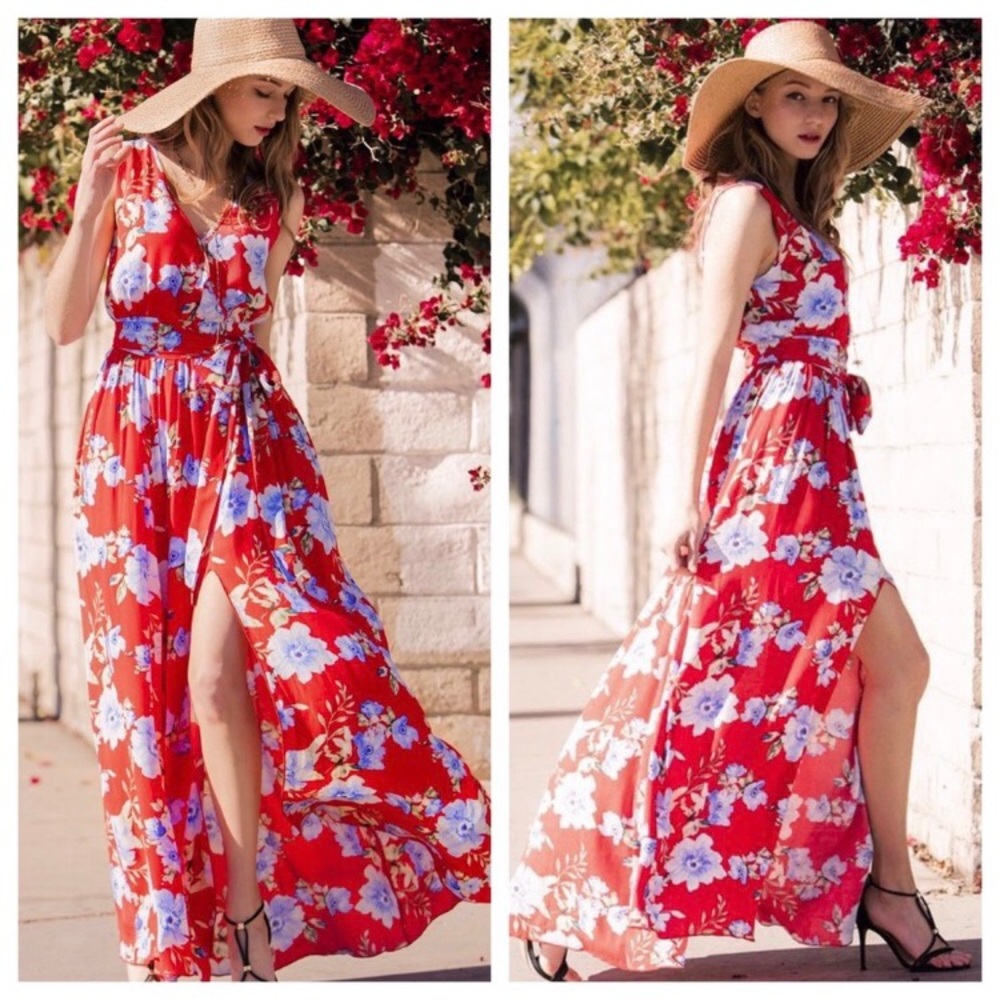 Tahiti red maxi dress